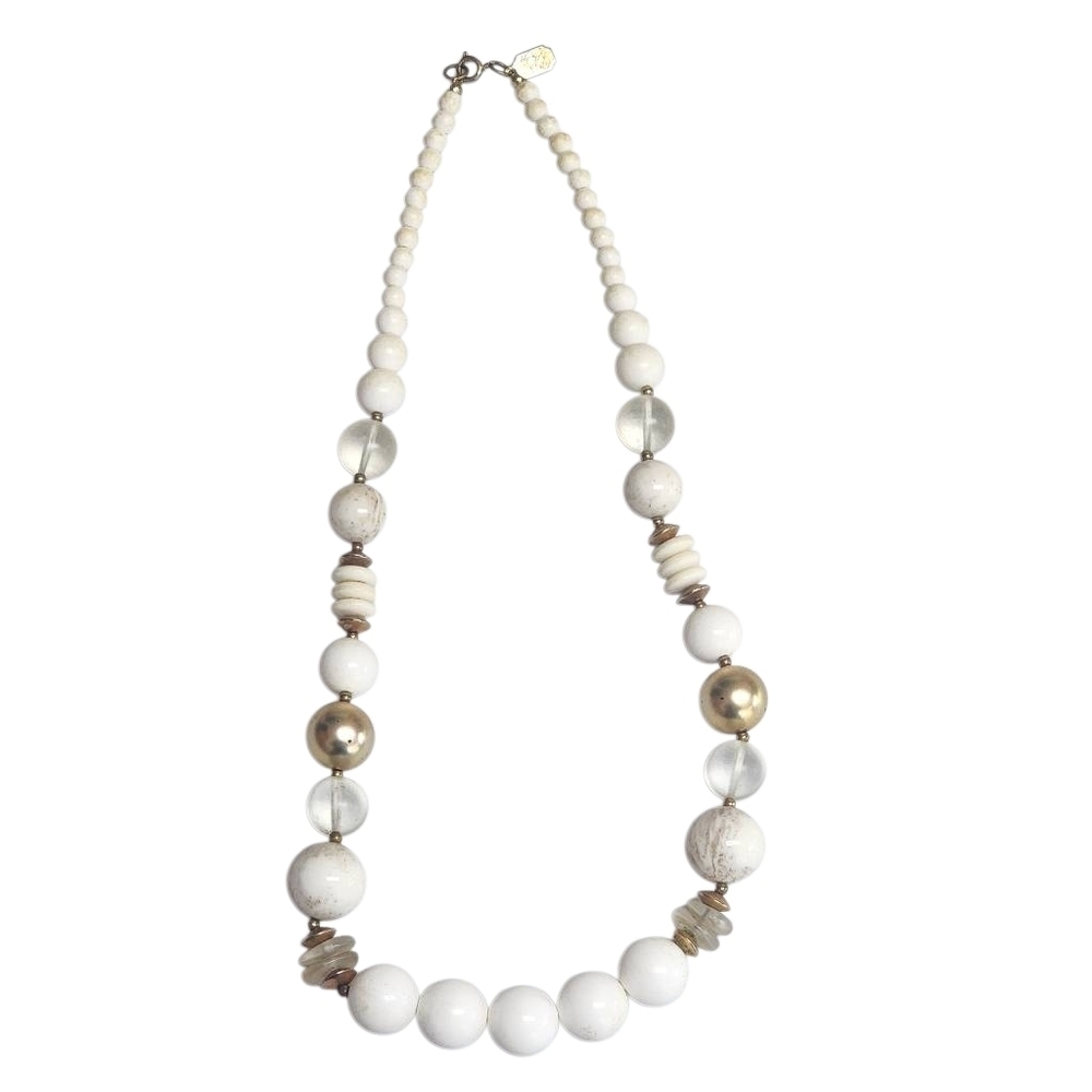 Vintage Designs By Paula White, Clear, & Gold Beaded Necklace